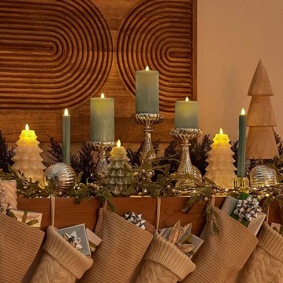 Luminara Flameless Glitter Christmas Tree LED Candle With Timer Iceberg Green - Picture 7 of 16